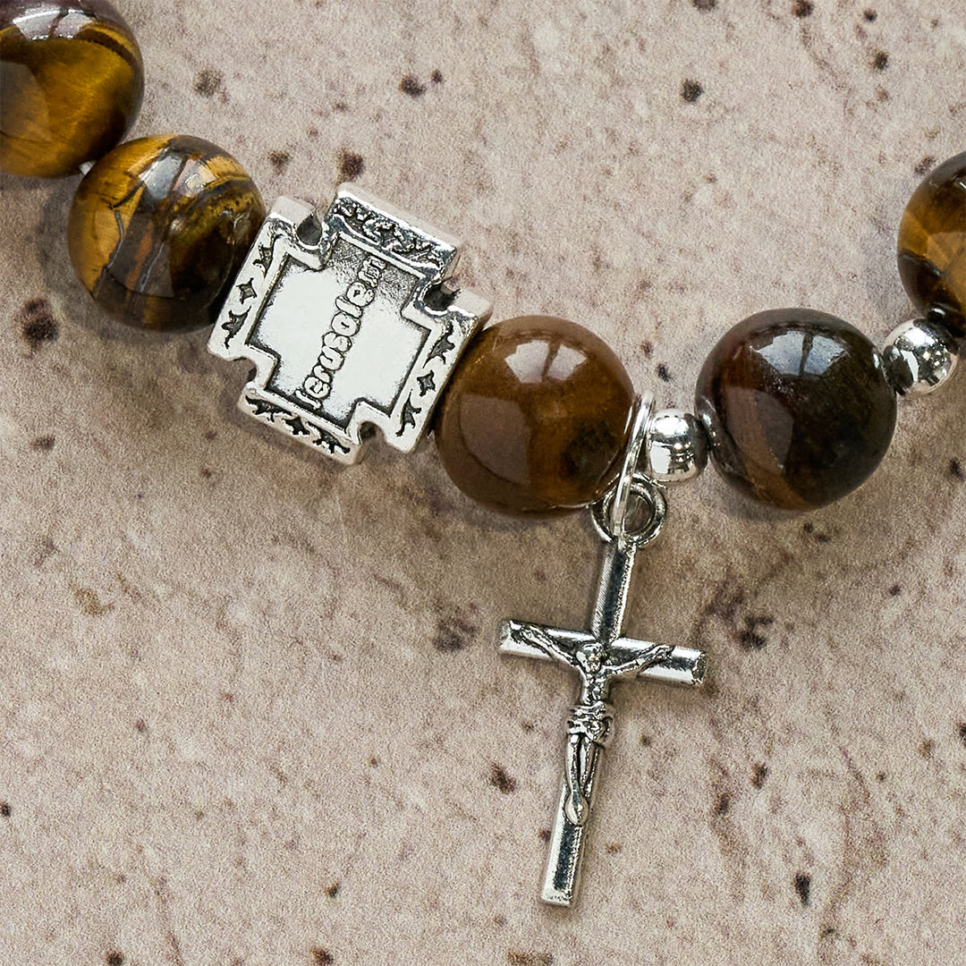 Christianartworkshop Armband „Mut in Christus“ aus Tigerauge mit Kreuzanhänger: Bete ohne Furcht - image 3