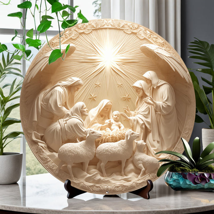 Christliche Krippenfiguren „Bethlehem-Stern & Engelsflügel“: Symbolische Dekoration - Weihnachtsszene-2 - image 1