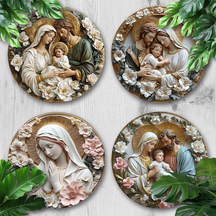 Christianartworkshop Florale Kunst Heilige Familie Hängende Ornamente: Eine künstlerische Glaubensdekoration - Heilige Familie-1 - image 0