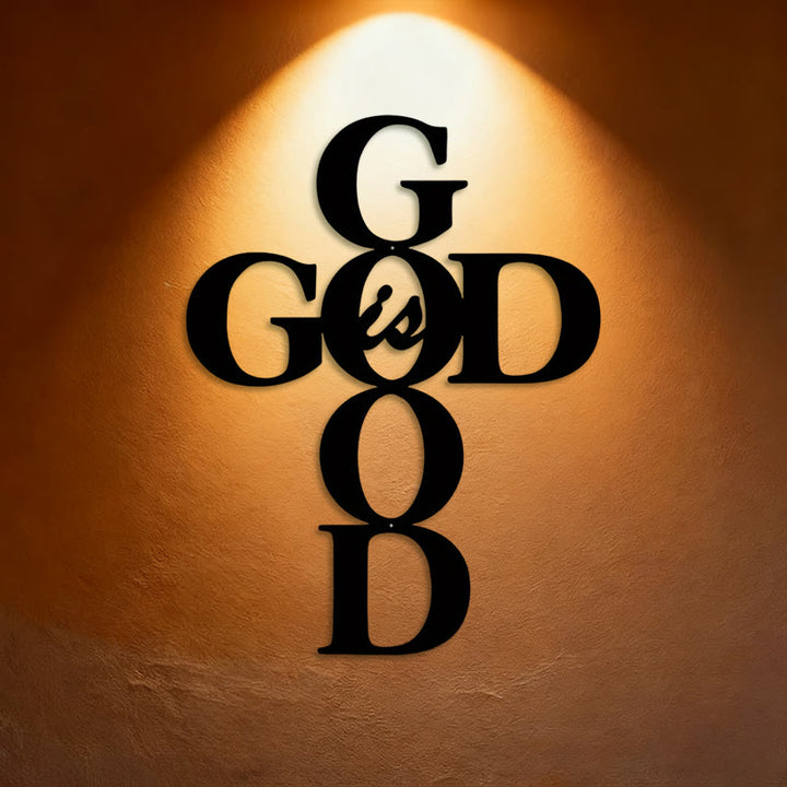 Christianartworkshop „Gott ist gut“ – Wanddeko aus Metall: Schlichtes, aber ausdrucksstarkes Glaubensschild - 9,67''*15,75''/24,57*40cm - image 0