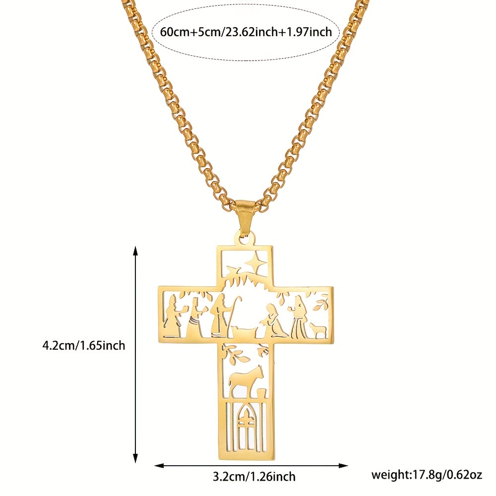 Kreuzkette mit Krippenmotiv von Christianartworkshop: Zeitloses Glaubenssymbol für Weihnachten - image 4
