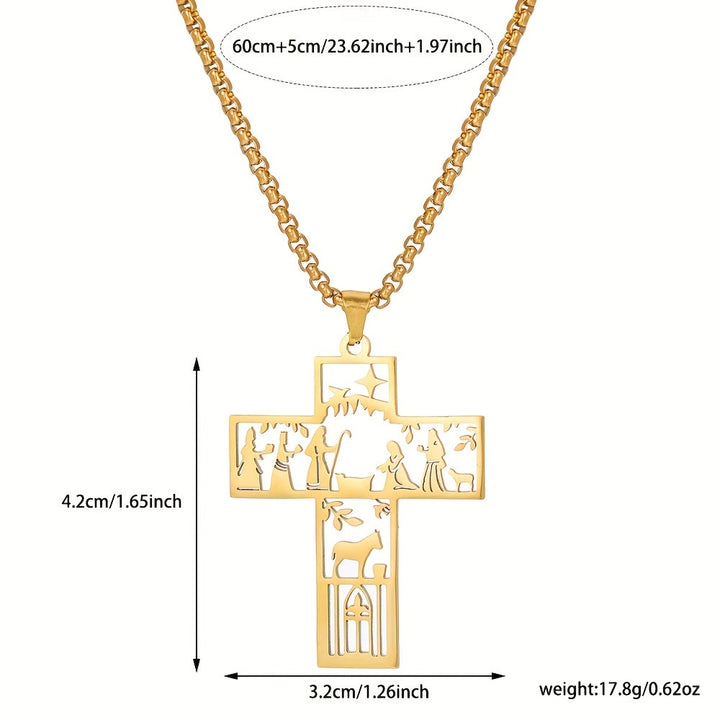 Kreuzkette mit Krippenmotiv von Christianartworkshop: Zeitloses Glaubenssymbol für Weihnachten - image 4