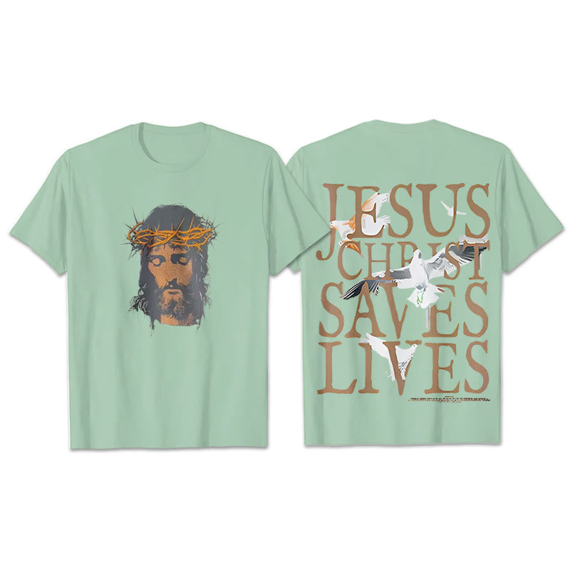 Christianartworkshop T-Shirt mit Jesusgesicht und Dornenkrone - Grasgrün - 2XL - image 21