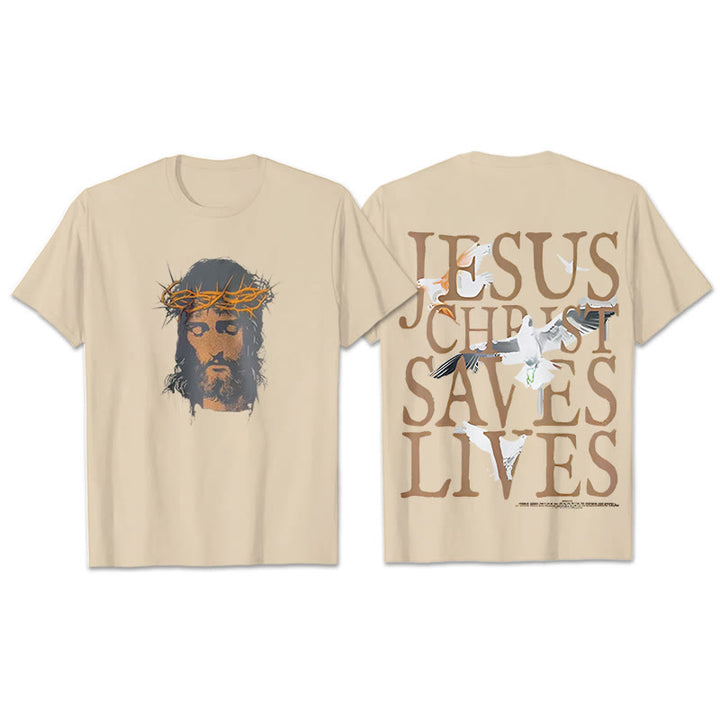 Christianartworkshop T-Shirt mit Jesusgesicht und Dornenkrone - Beige - 2XL - image 6