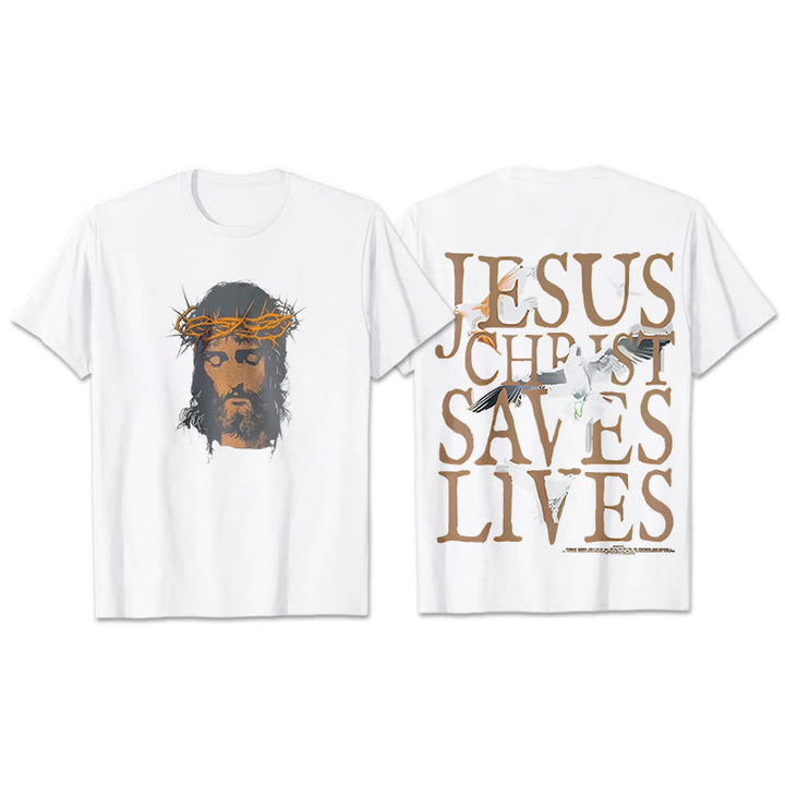 Christianartworkshop T-Shirt mit Jesusgesicht und Dornenkrone - Weiß - 2XL - image 0