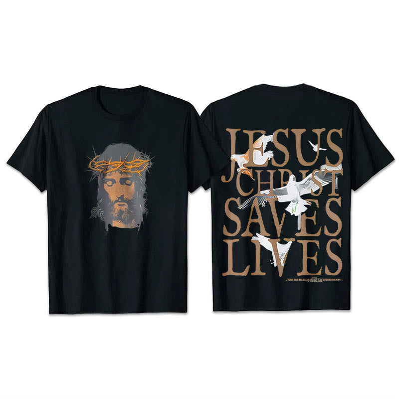 Christianartworkshop T-Shirt mit Jesusgesicht und Dornenkrone - Schwarz - 2XL - image 3