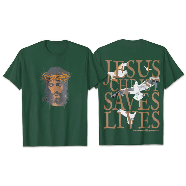 Christianartworkshop T-Shirt mit Jesusgesicht und Dornenkrone - Dunkelgrün - 2XL - image 24