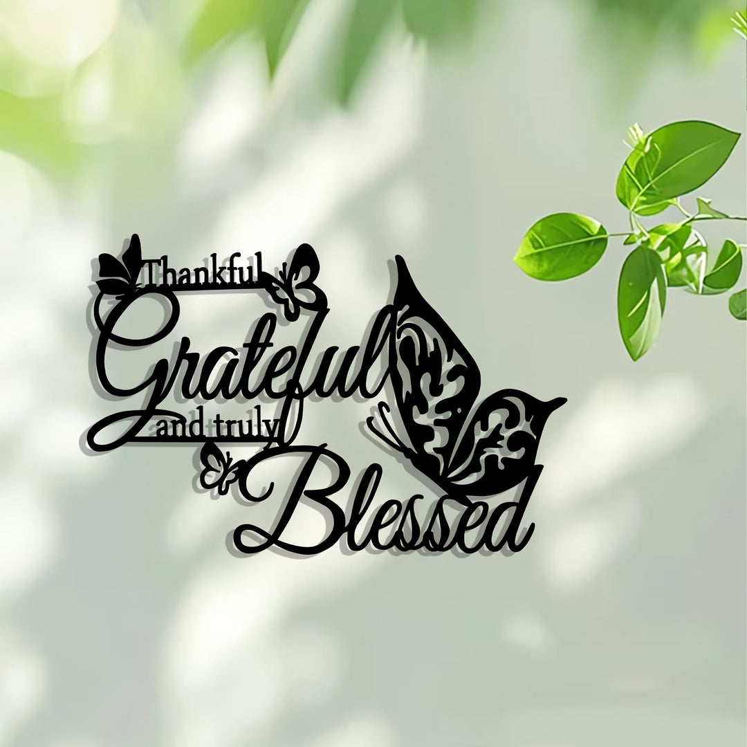 Christianartworkshop Wanddeko „Dankbarer, gesegneter Schmetterling“ aus Metall: Symbol für Dankbarkeit und Glauben für Zuhause - image 6