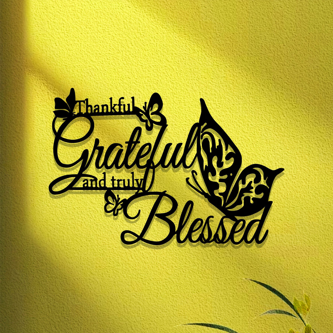 Christianartworkshop Wanddeko „Dankbarer, gesegneter Schmetterling“ aus Metall: Symbol für Dankbarkeit und Glauben für Zuhause - image 4