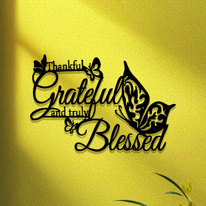 Christianartworkshop Wanddeko „Dankbarer, gesegneter Schmetterling“ aus Metall: Symbol für Dankbarkeit und Glauben für Zuhause - image 4