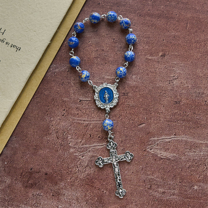 Christianartworkshop Rosenkranz und Armband aus königsblauen Steinperlen: Gnade, geführt von Marias Hand - image 6