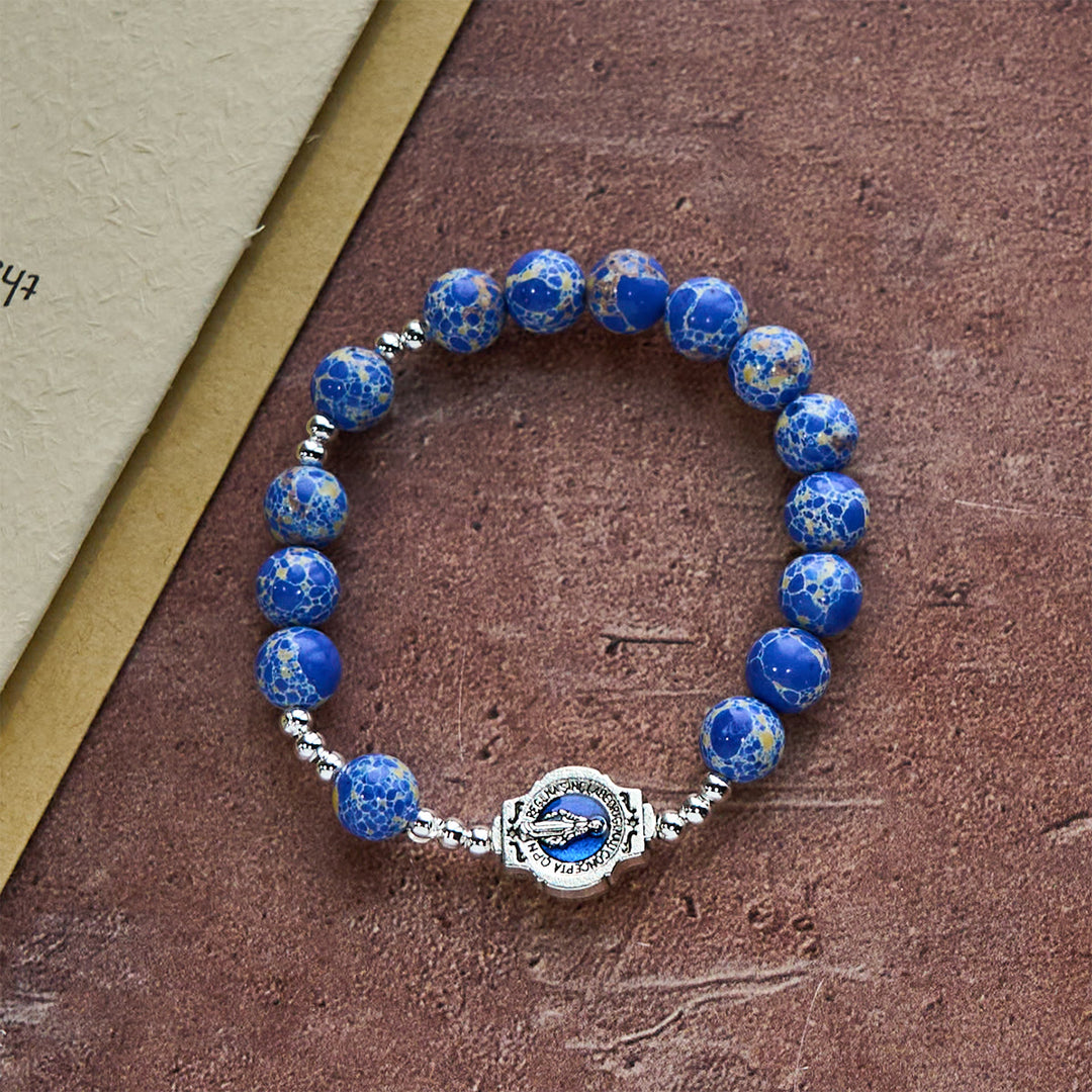Christianartworkshop Rosenkranz und Armband aus königsblauen Steinperlen: Gnade, geführt von Marias Hand - image 11