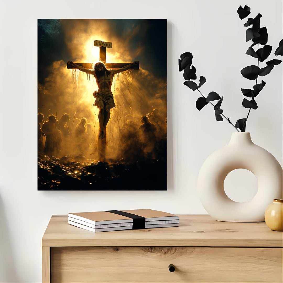 Christianartworkshop – Tägliche Kunstdrucke zum Thema Kreuzigung: Ständige Andachtserinnerung für gläubige Familien - Gerahmtes Leinwandgemälde - 11,81''*15,75''0,71"/30*40*1,8cm - image 0