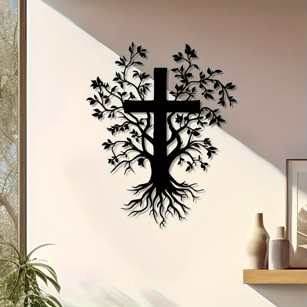 Christianartworkshop Tägliche Glaubenserinnerung Metall-Wanddeko: Kreuzbaum für ein spirituelles Leben - image 1