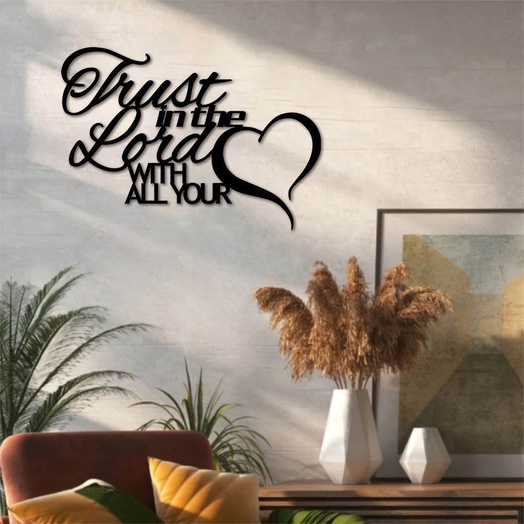 Christianartworkshop „Vertraue dem Herrn“ – Herzförmige Metall-Wanddekoration: Treue Gewissheit für ein spirituelles Zuhause - image 1