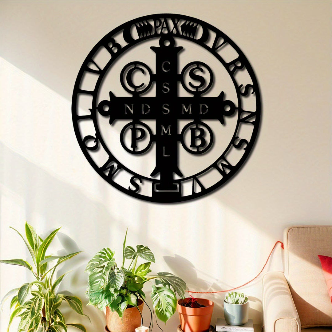 Christianartworkshop Künstlerische Wanddekoration aus Metall: St.-Benedikt-Kreuz – Stilvoller Glaube für Ihre Wände - image 1