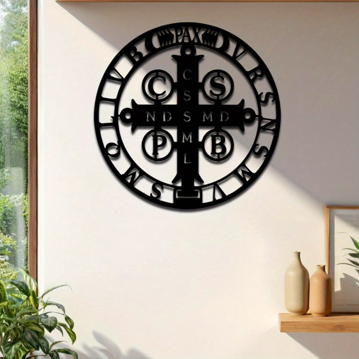 Christianartworkshop Künstlerische Wanddekoration aus Metall: St.-Benedikt-Kreuz – Stilvoller Glaube für Ihre Wände - Schwarz - 15,75''*15,75''/40*40cm - image 0