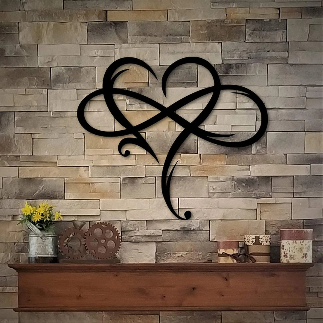 Christianartworkshop Herz- und Glaubenskreuz-Wanddekoration aus Metall: Spirituelle Liebe und unerschütterliche Hingabe - Schwarz - 15,75''*13,41''/40*34,07 - image 0