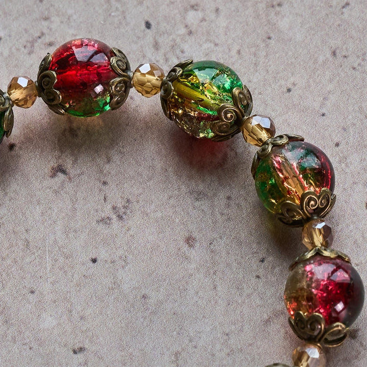 Christianartworkshop Weihnachtsschmuck-Armband aus rot-grün-goldenen Glasperlen: Glaube, der leuchtet - image 6