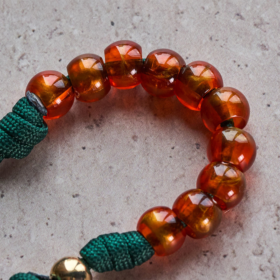 Christliche Rosenkranzkette aus bernsteinfarbenen Perlen und grünem Paracord mit Medaille der Heiligen Familie von Christianartworkshop - image 16