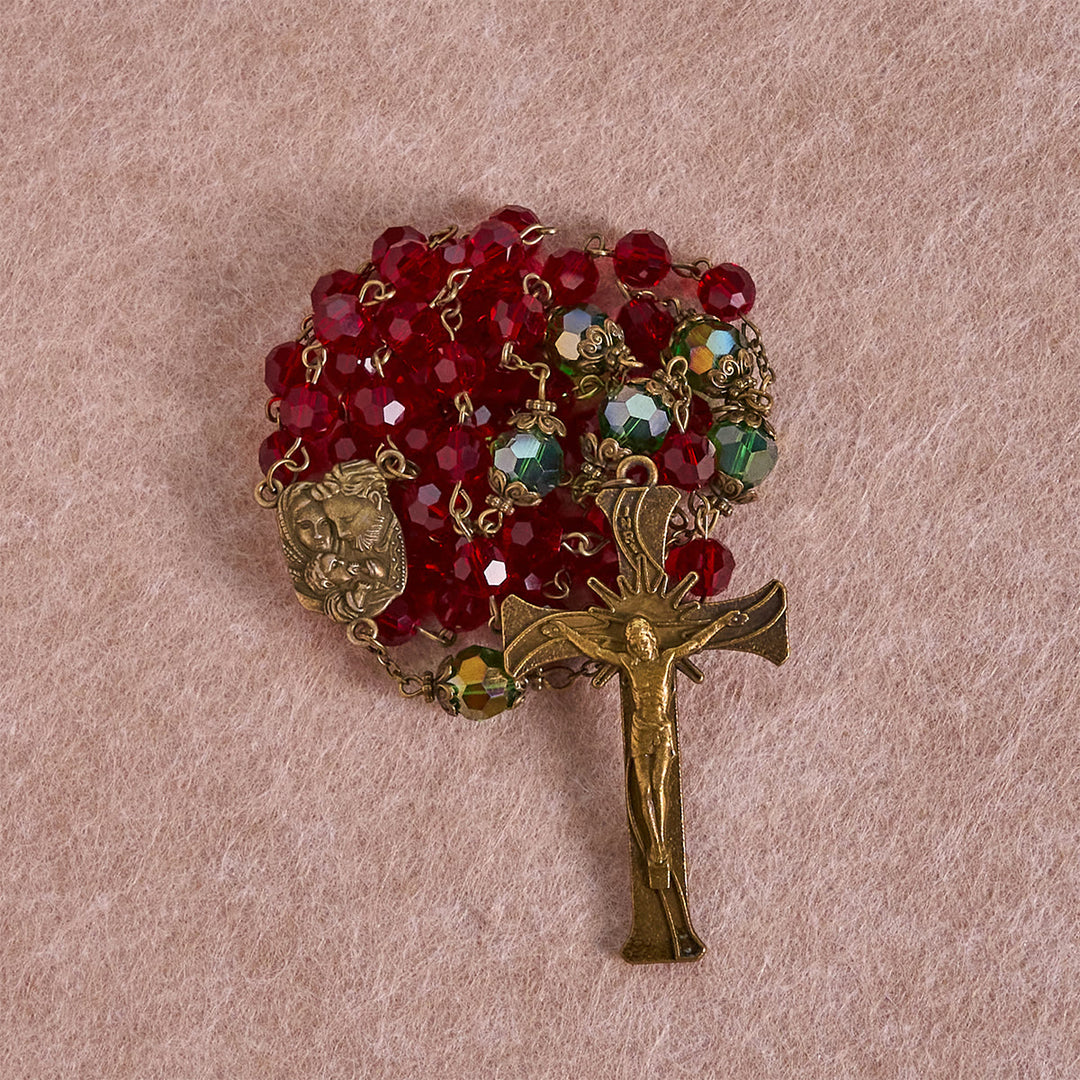 Christliche Kunstwerkstatt: Rosenkranz der Geburt Christi mit roten und grünen Perlen: Geführt von der Heiligen Familie - image 4
