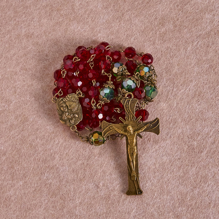 Christliche Kunstwerkstatt: Rosenkranz der Geburt Christi mit roten und grünen Perlen: Geführt von der Heiligen Familie - image 4