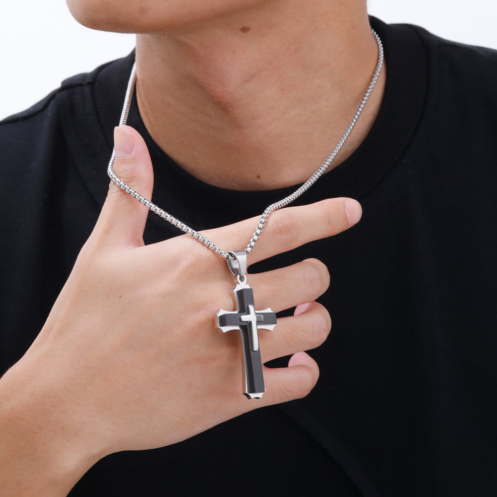 Christianartworkshop 4-farbige Kreuz-Halskette mit Wächter-Anhänger: Glaube und Schutz für den Alltag - image 1