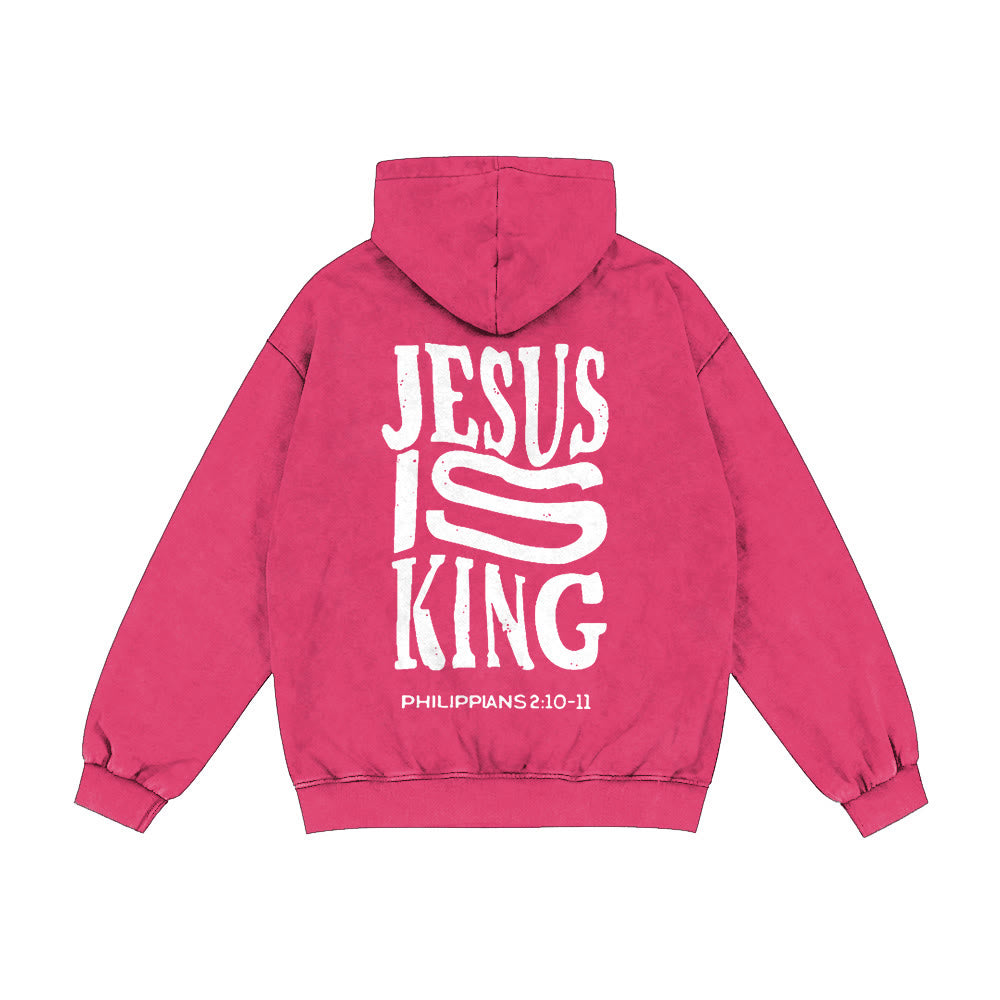 Christianartworkshop Kapuzenjacke „Jesus ist König“: Glaubensbekenntnis zu Philipper 2,10-11 - Rose - 2XL - image 25