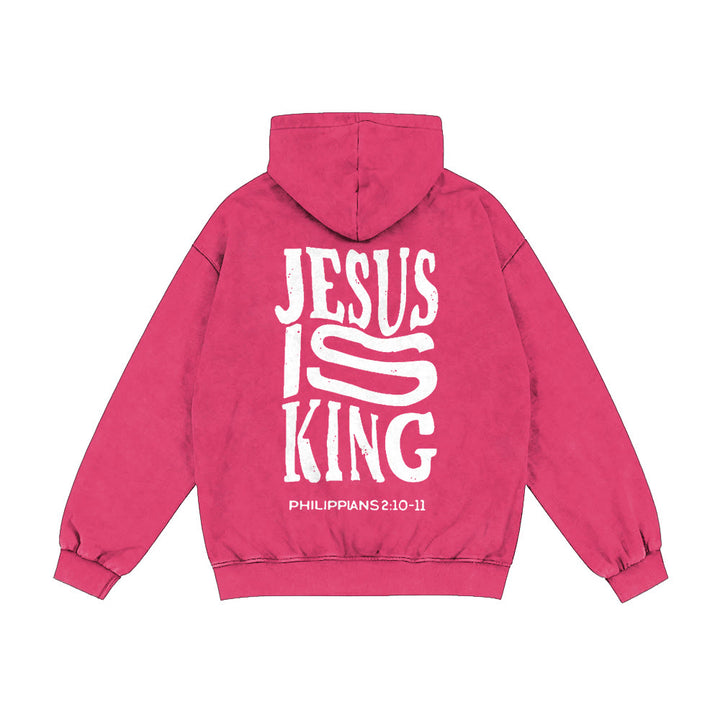 Christianartworkshop Kapuzenjacke „Jesus ist König“: Glaubensbekenntnis zu Philipper 2,10-11 - Rose - 2XL - image 25