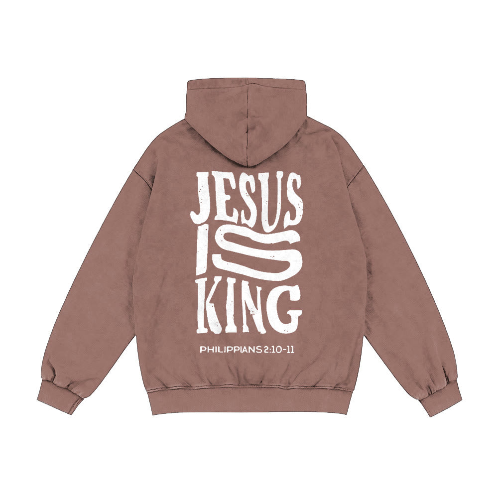 Christianartworkshop Kapuzenjacke „Jesus ist König“: Glaubensbekenntnis zu Philipper 2,10-11 - Kaffee - 2XL - image 19