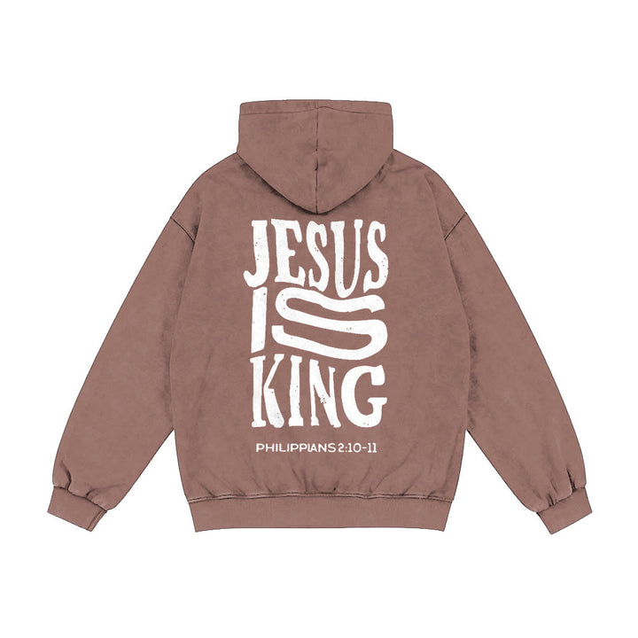 Christianartworkshop Kapuzenjacke „Jesus ist König“: Glaubensbekenntnis zu Philipper 2,10-11 - Kaffee - 2XL - image 19