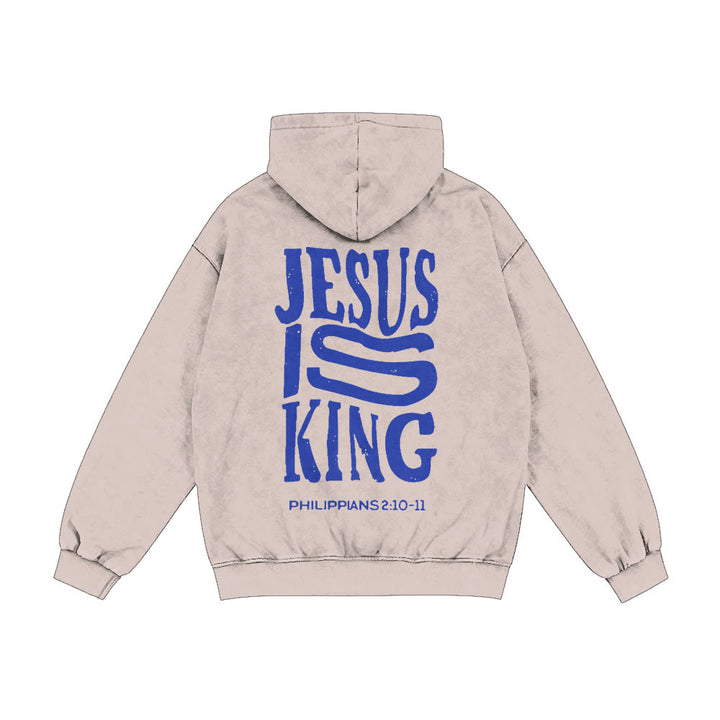 Christianartworkshop Kapuzenjacke „Jesus ist König“: Glaubensbekenntnis zu Philipper 2,10-11 - Aprikose - 2XL - image 7