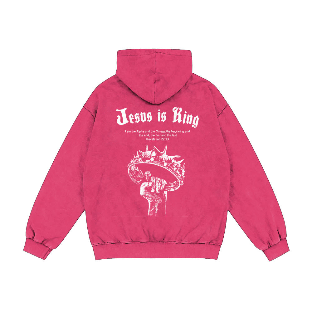 Christianartworkshop Kapuzenjacke „Jesus ist König“: Stilvoller Glaube mit Offenbarung 22,13 - Rose - 2XL - image 25