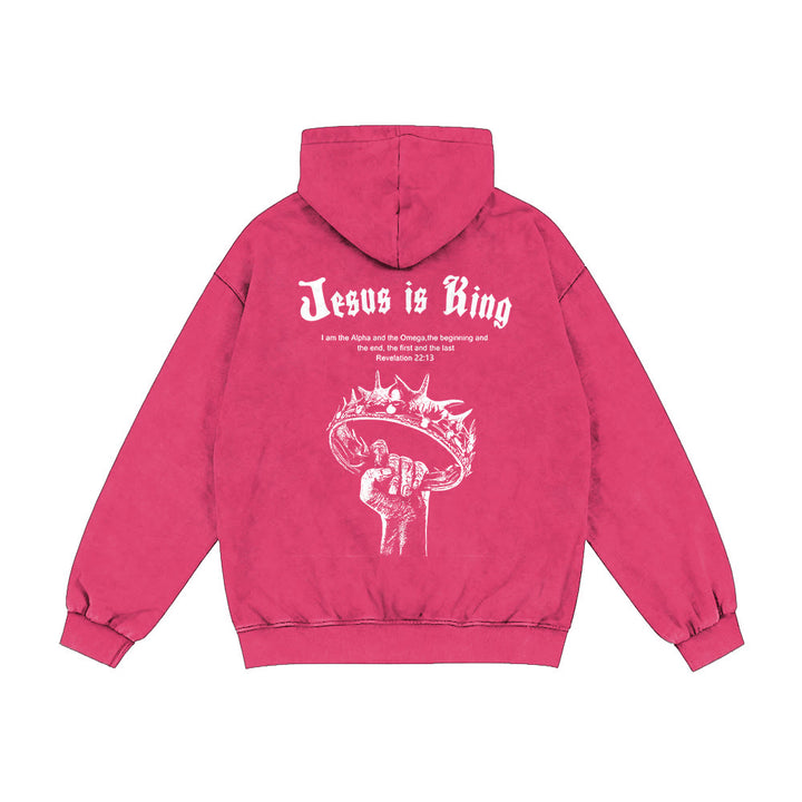 Christianartworkshop Kapuzenjacke „Jesus ist König“: Stilvoller Glaube mit Offenbarung 22,13 - Rose - 2XL - image 25