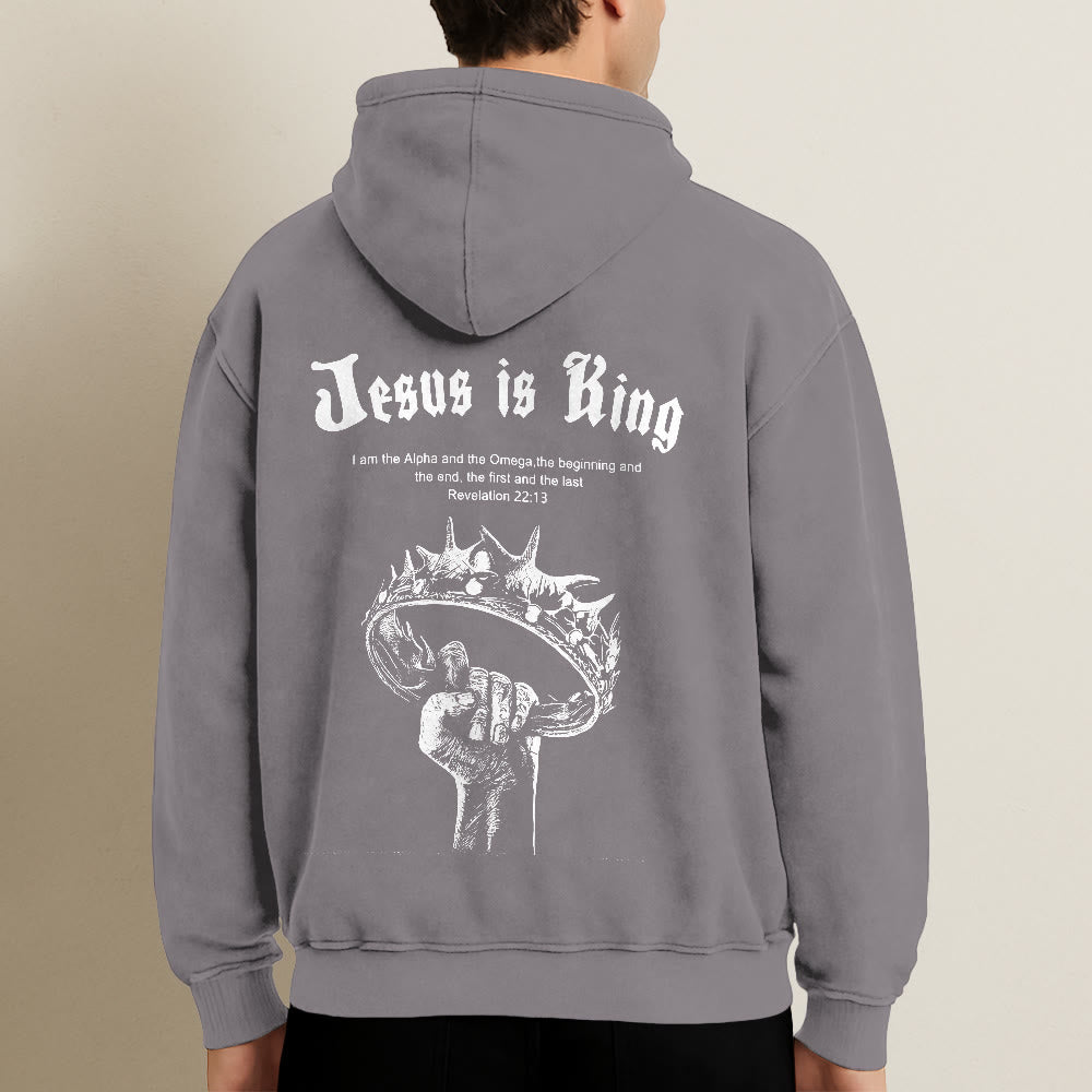 Christianartworkshop Kapuzenjacke „Jesus ist König“: Stilvoller Glaube mit Offenbarung 22,13 - image 12