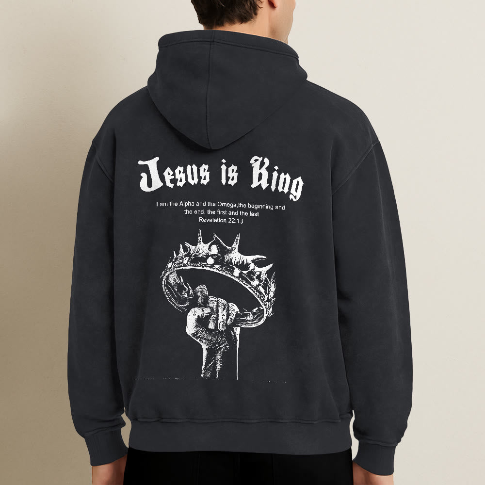 Christianartworkshop Kapuzenjacke „Jesus ist König“: Stilvoller Glaube mit Offenbarung 22,13 - image 18