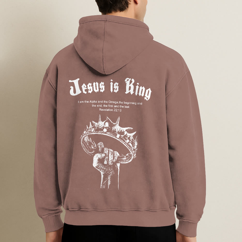 Christianartworkshop Kapuzenjacke „Jesus ist König“: Stilvoller Glaube mit Offenbarung 22,13 - image 24