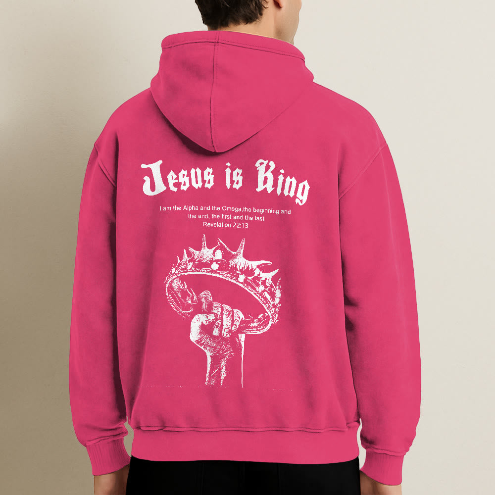 Christianartworkshop Kapuzenjacke „Jesus ist König“: Stilvoller Glaube mit Offenbarung 22,13 - image 30