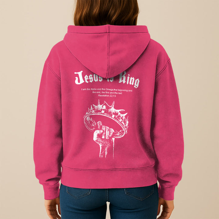 Christianartworkshop Kapuzenjacke „Jesus ist König“: Stilvoller Glaube mit Offenbarung 22,13 - image 28