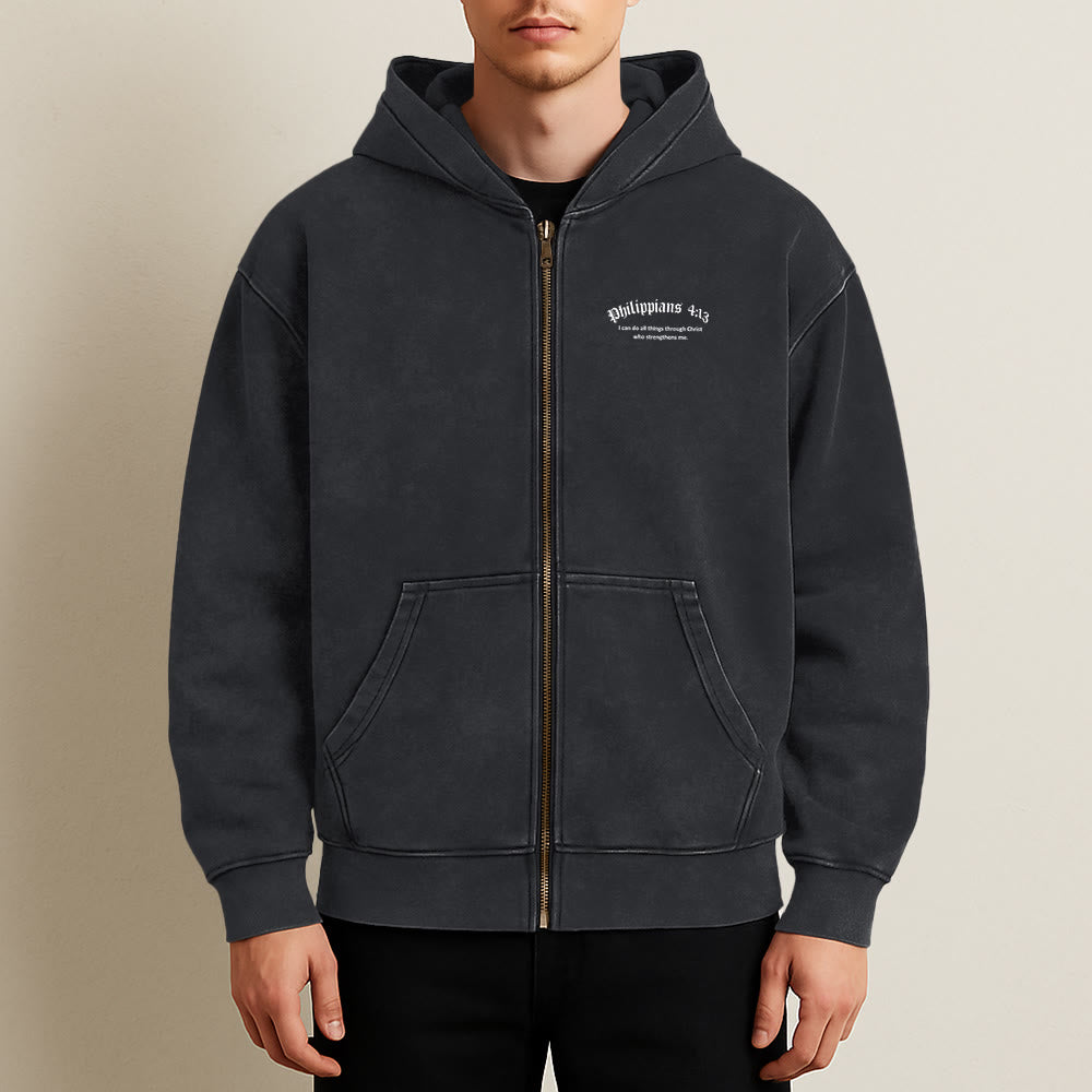 Christianartworkshop Kapuzenjacke mit dem Bibelvers Philipper 4,13: Botschaft des Glaubens und der Stärke - image 4