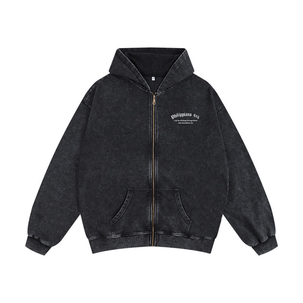 Christianartworkshop Kapuzenjacke mit dem Bibelvers Philipper 4,13: Botschaft des Glaubens und der Stärke - image 1