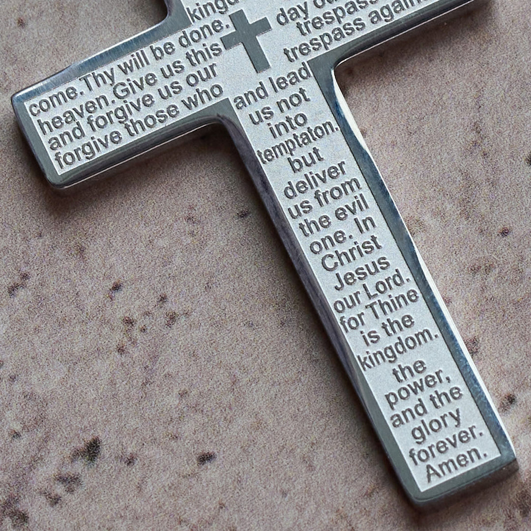 Christianartworkshop Halskette mit Kreuzanhänger „Vaterunser“ aus Edelstahl - image 10