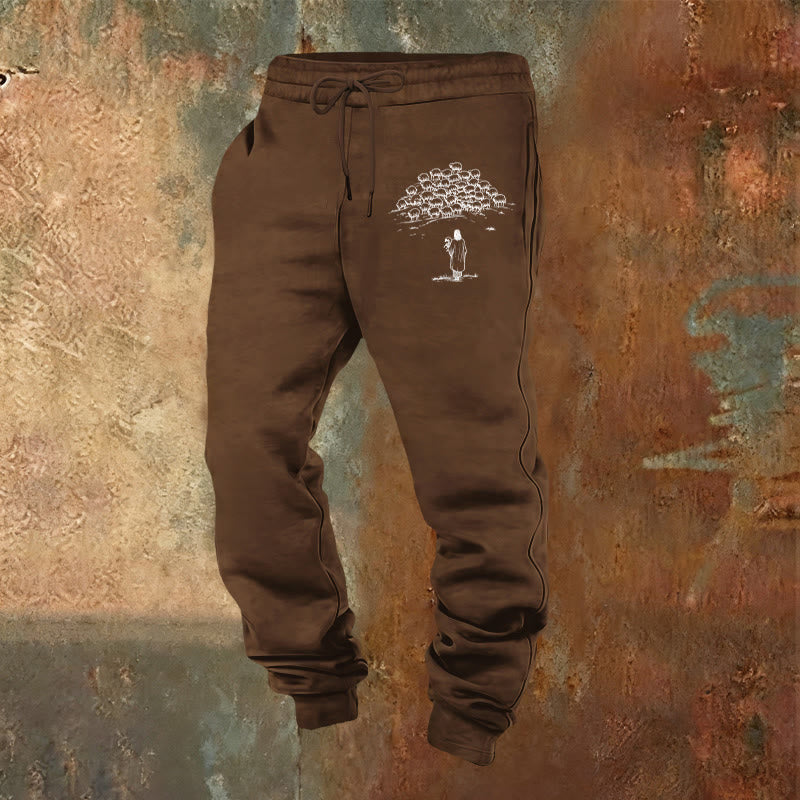 Christianartworkshop Good Shepherd Faith Sweatpants: Alltagskleidung mit spiritueller Fürsorge - Braun - 2XL - image 0
