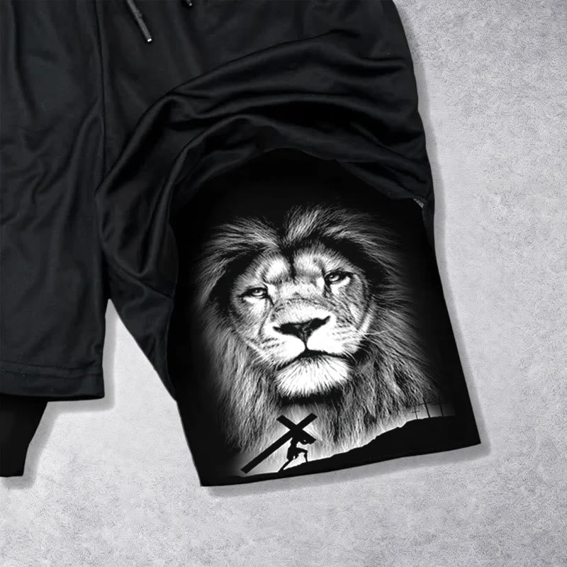 Christianartworkshop Joshua 1:9 Lion Performance Shorts - image 2