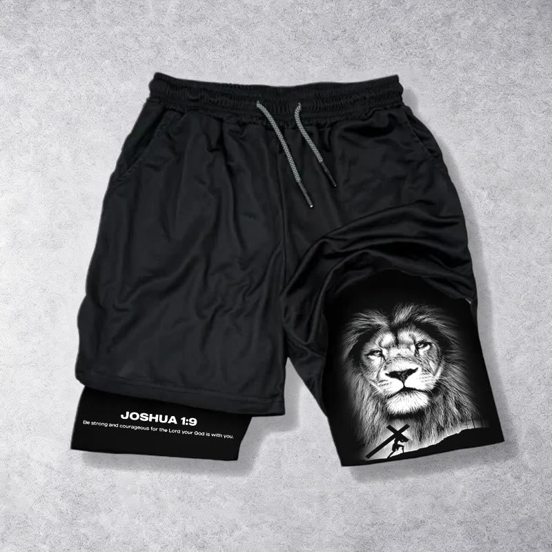 Christianartworkshop Joshua 1:9 Lion Performance Shorts - Shorts - US/UK/AU40, EU54 - image 0