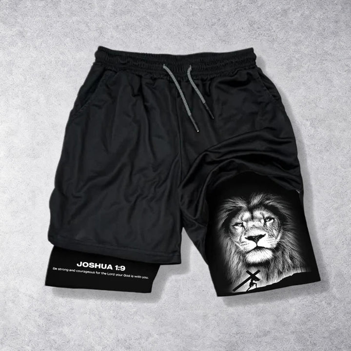 Christianartworkshop Joshua 1:9 Lion Performance Shorts - Shorts - US/UK/AU40, EU54 - image 0