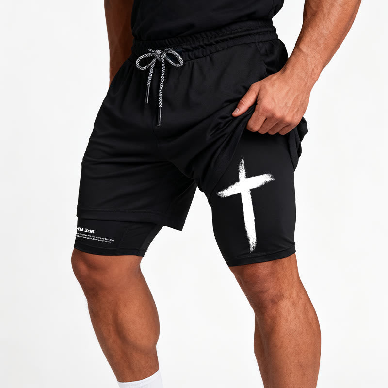 Christianartworkshop Johannes 3:16 Kreuz Performance Shorts - image 7