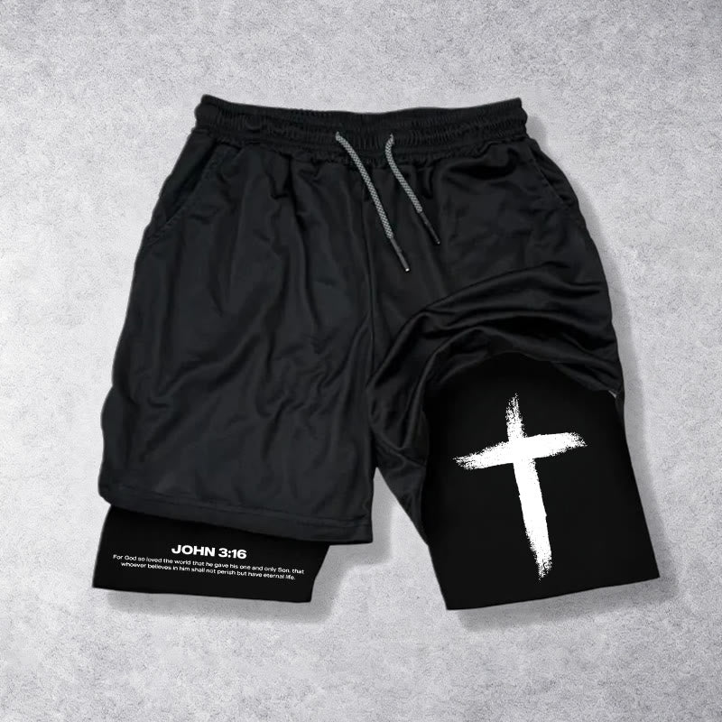 Christianartworkshop Johannes 3:16 Kreuz Performance Shorts - Shorts - US/UK/AU40, EU54 - image 0