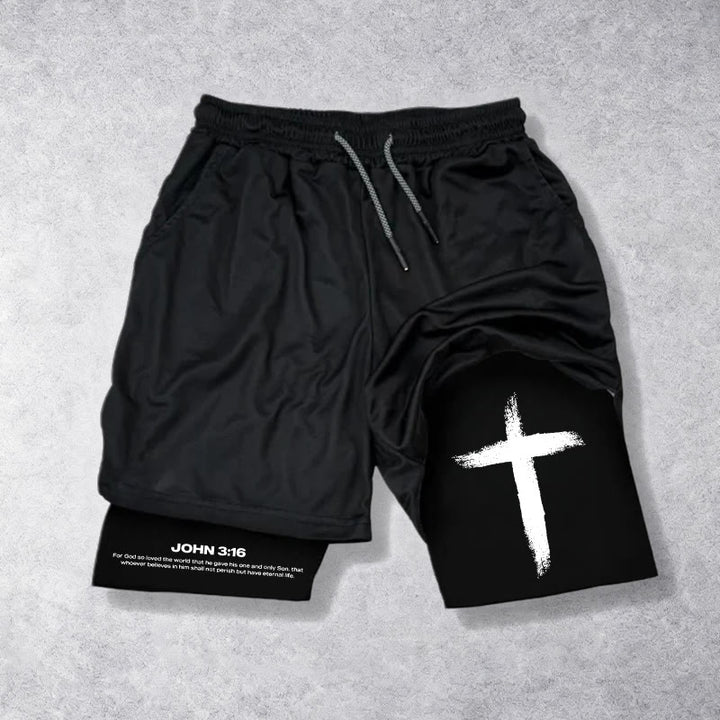 Christianartworkshop Johannes 3:16 Kreuz Performance Shorts - Shorts - US/UK/AU40, EU54 - image 0