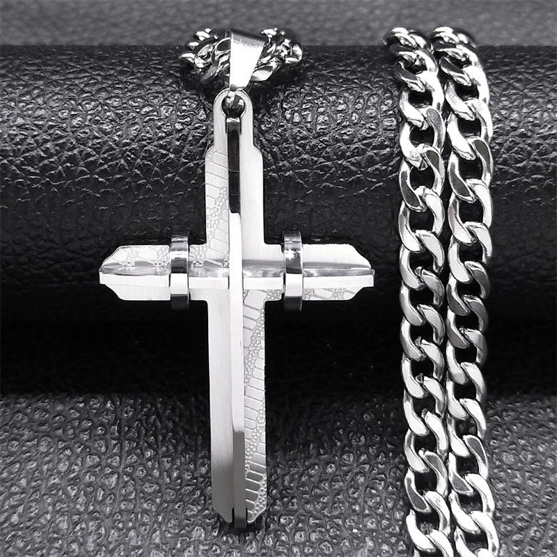 Christianartworkshop Statement-Kreuzkette: Ausdrucksstarkes Design und spirituelles Symbol für einen glaubensstarken Stil - Silber - image 0